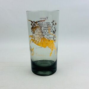 Vintage Taurus Zodiac Highball Gold Smoked Federal Glass Drinking Tumbler MCM